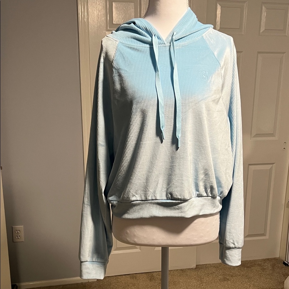 Victoria's Secret Light Blue Women's Cropped Hoodie and Lounge Pant set